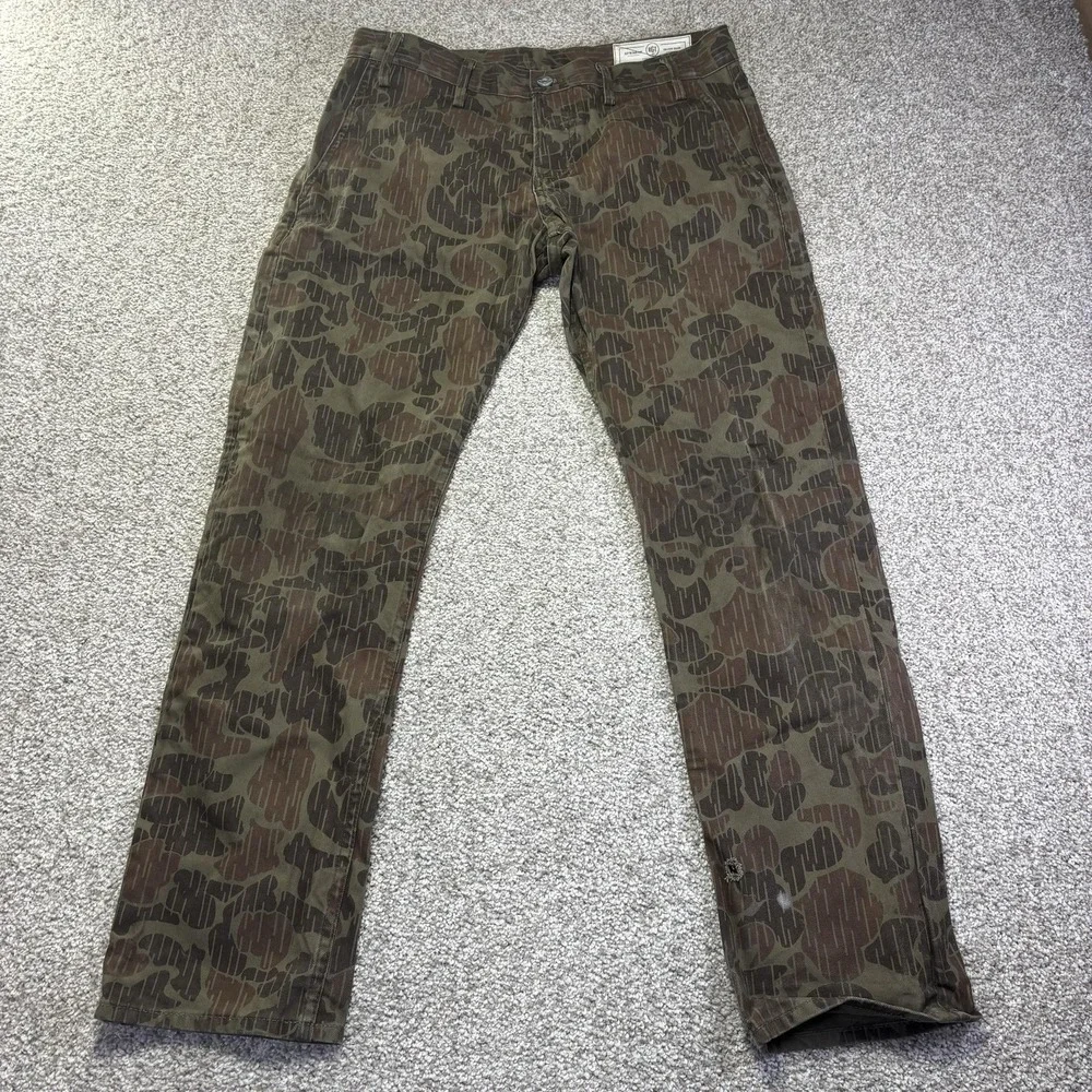 RGT Pants Mens 32x30 Green Camo Officer Trouser Slim Taper Chino USA